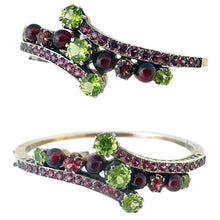 Antique Victorian Bracelet Bangle Peridot Garnet  Napoleon III French  (5440)