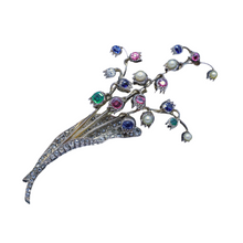 Antique Brooch French En Tremblant 18k Gold Diamonds Gems w Appraisal (4814)