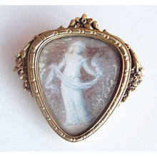 BOUCHERON Antique Art Nouveau Brooch Gold Miniature Plaque Dancer Paris (5400)