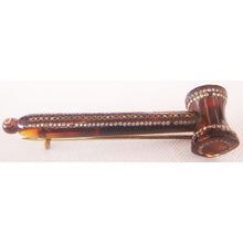 Judge Auctioneer Gavel Hammer Georgian Brooch Pique Gold Inlay Antique (4005)