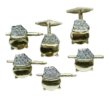Vintage Retro Cufflinks Buttons Man's Dress Set Diamonds Gold Appraisal (4787)