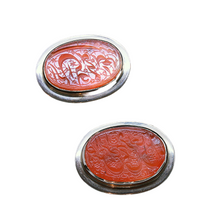 Antique Islamist Cufflinks carved carnelian c1800 in Retro 14k Gold Mounts(5294)