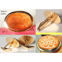 Antique Islamist Cufflinks carved carnelian c1800 in Retro 14k Gold Mounts(5294)