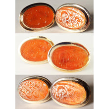 Antique Islamist Cufflinks carved carnelian c1800 in Retro 14k Gold Mounts(5294)