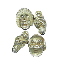 Antique Cufflinks Nouveau Man Woman Gold Theater Actor Mask French Unisex (5337)