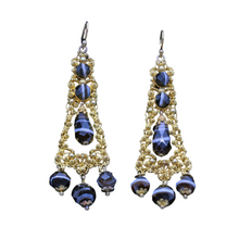 Antique Georgian Earrings Banded Agate 14k Gold Cannetille (4282)