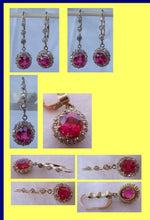 Antique Victorian dangle Earrings 18k gold real diamonds ruby paste (4414)