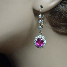 Antique Victorian dangle Earrings 18k gold real diamonds ruby paste (4414)