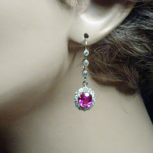 Antique Victorian dangle Earrings 18k gold real diamonds ruby paste (4414)