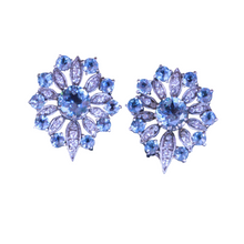 Antique Edwardian Earrings Diamond Aquamarine Platinum (4543)