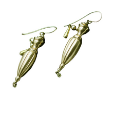 Antique Victorian Earrings long gold Amphora urn drops possibly Dutch (4813)