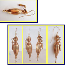 Antique Victorian Earrings long gold Amphora urn drops possibly Dutch (4813)