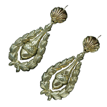 Antique Victorian Earrings 14k Gold acorn ear pendants Day Night Top Drop (4815)