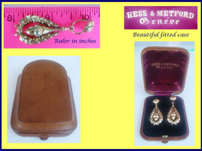 Antique Victorian Earrings 14k Gold acorn ear pendants Day Night Top Drop (4815)