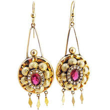 Antique Victorian Earrings 14k Gold Seed Pearls Paste 