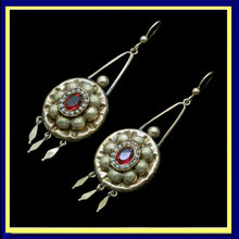 Antique Victorian Earrings 14k Gold Pearls antique Paste Long Ear Pendants (5138)
