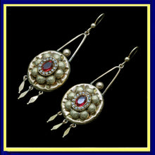 Antique Victorian Earrings 14k Gold Pearls antique Paste Long Ear Pendants (5138)