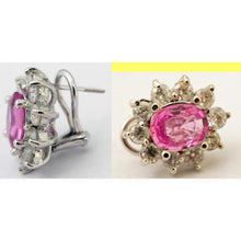 Vintage Retro Earrings Pink Sapphires Diamonds White Gold w Appraisal (5273)