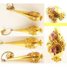 Antique Georgian Earrings Day Night Cannetille Gold Pink Topaz Pearl (5305)