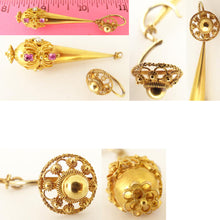 Antique Georgian Earrings Day Night Cannetille Gold Pink Topaz Pearl (5305)