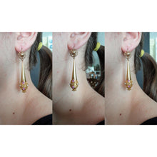 Antique Georgian Earrings Day Night Cannetille Gold Pink Topaz Pearl (5305)