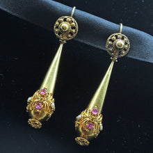 Antique Georgian Earrings Day Night Cannetille Gold Pink Topaz Pearl (5305)