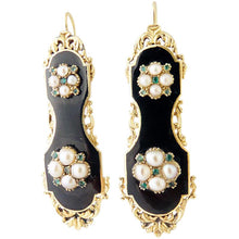 Antique Georgian French Earrings Gold Pearls Emeralds ear pendants c1830 (5336)