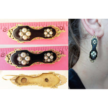 Antique Georgian French Earrings Gold Pearls Emeralds ear pendants c1830 (5336)