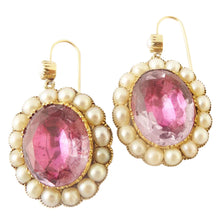 Antique Georgian Earrings Amethysts Pearls 15ct Gold Drop close backed 