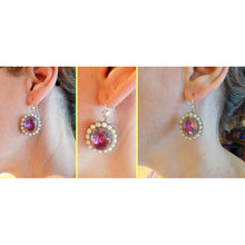 Antique Georgian Earrings Amethysts Pearls 15ct Gold Drop close backed (5381)