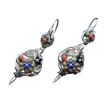 Antique Victorian Day Night Earrings 14k Gold Enamel Crl Pearls (5463)