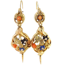 Antique Victorian Day Night Earrings 14k Gold Enamel Crl Pearls