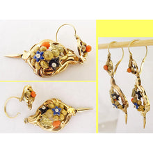 Antique Victorian Day Night Earrings 14k Gold Enamel Crl Pearls (5463)