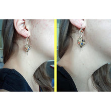 Antique Victorian Day Night Earrings 14k Gold Enamel Crl Pearls (5463)