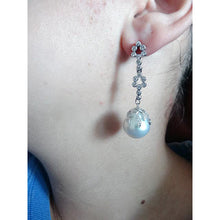 South Sea Pearl Earrings Diamonds Gold Platinum Long Dangles w Appraisal (5492)