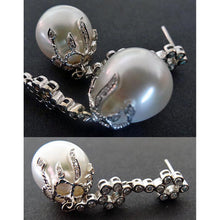 South Sea Pearl Earrings Diamonds Gold Platinum Long Dangles w Appraisal (5492)