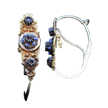 Antique Georgian Empire poissarde earrings 18k gold, enamel, gems French (3372)