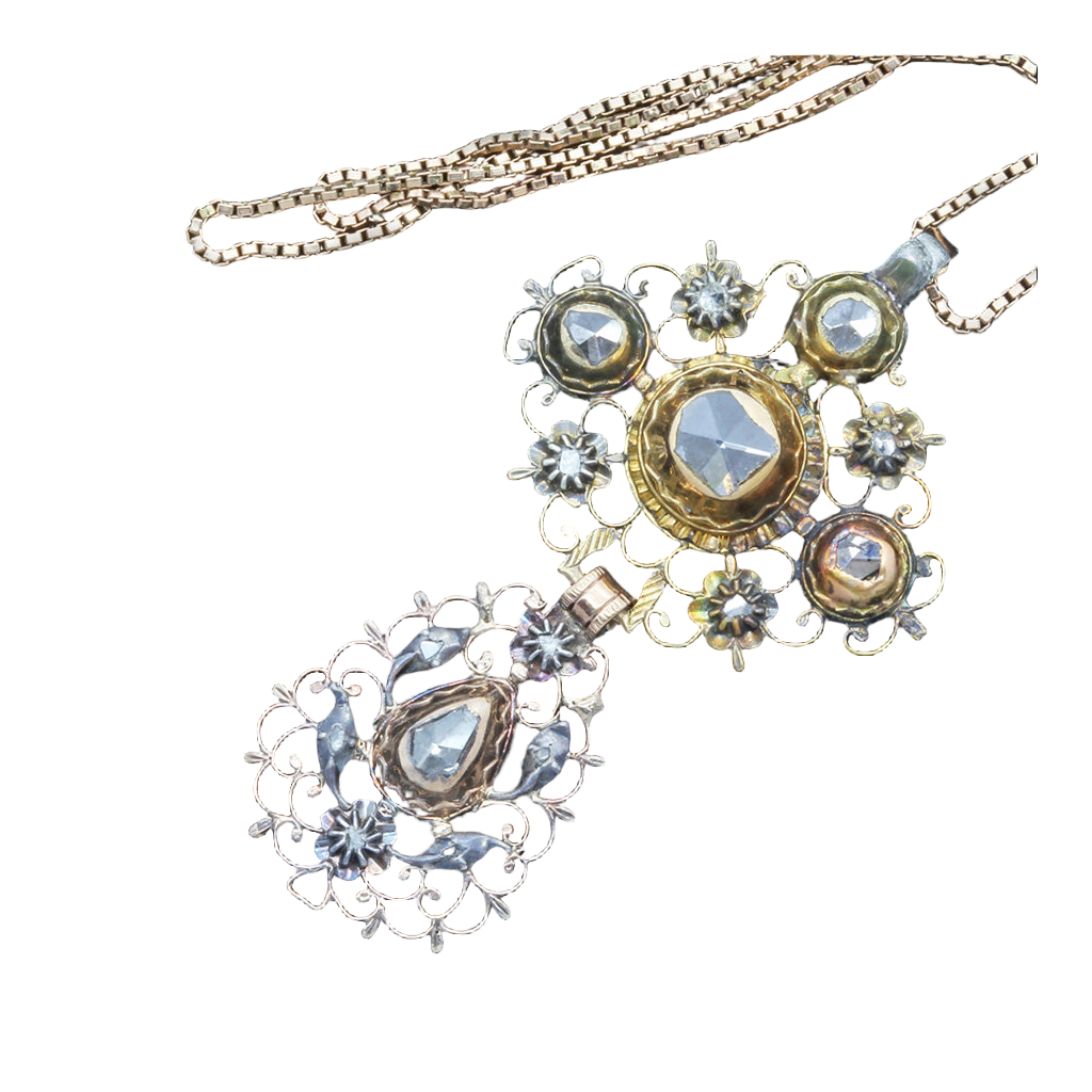 Early 18C Georgian Necklace Pendant Gold & Diamonds (4545)