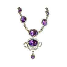 Victorian Necklace 90ct Amethyst 17.25ct Diamond 14k Gold SilverAppraisal (4899)