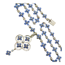 Antique Edwardian Necklace Removable Pendant Sapphires Pearls 15K Gold (4203)