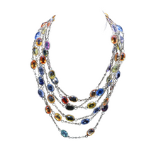 Vintage Long Chain Necklace 68ct Sapphires Gold 58.5 inches w Appraisal (4411)