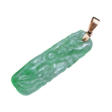 Chinese Carved green Jade and 14k Gold Pendant Antique  (4670)