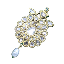 Antique Pendant 22k Gold Diamonds Pearl  Enamel Mughal Indian w Appraisal (4923)