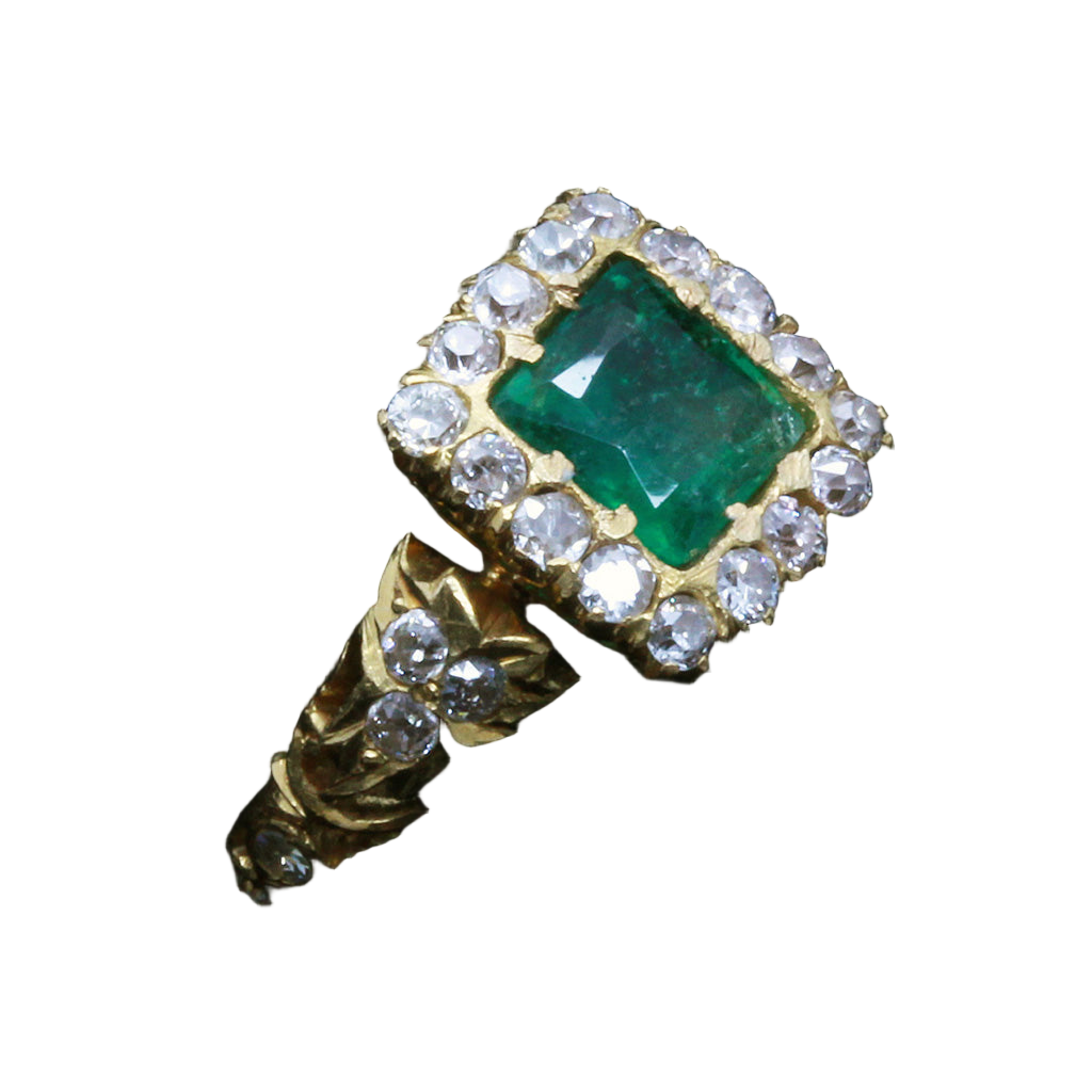 Antique Vintage Ring 22k Gold Emerald Diamonds  Mughal Indian w Appraisal (4909)