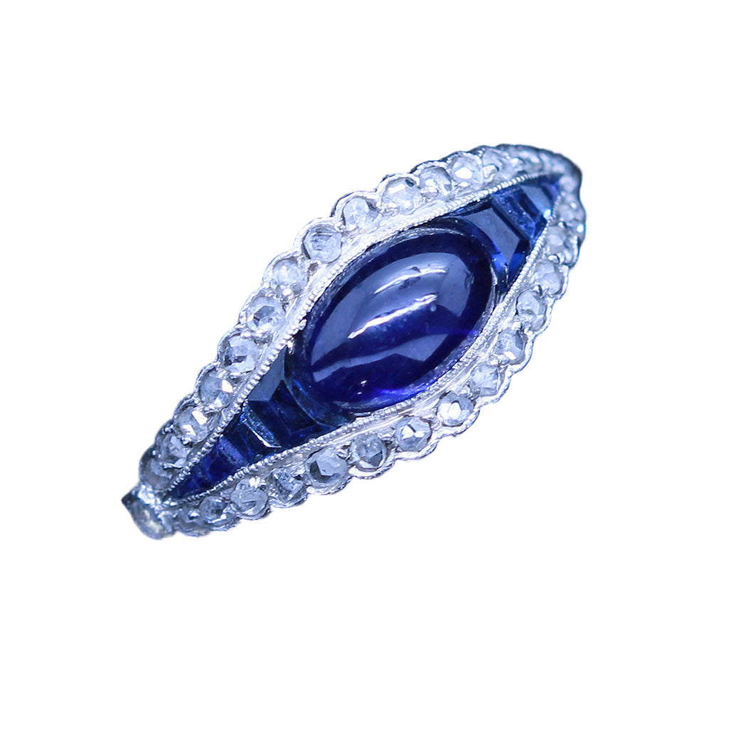 Antique Vintage Ring Art Deco Platinum Sapphires Diamonds Superb c1930 (5033)