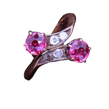 Antique Victorian Ring Ruby Diamond Crossover 18K Gold w Appraisal (5257)