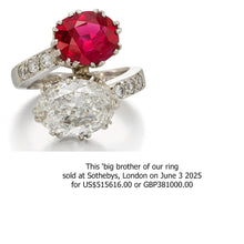 Antique Victorian Ring Ruby Diamond Crossover 18K Gold w Appraisal (5257)