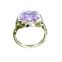 Antique Arts & Crafts Art Nouveau Ring 14k gold openwork Amethyst (5416)