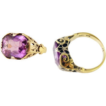 Antique Arts & Crafts Art Nouveau Ring 14k gold openwork Amethyst (5416)