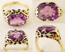 Antique Arts & Crafts Art Nouveau Ring 14k gold openwork Amethyst (5416)